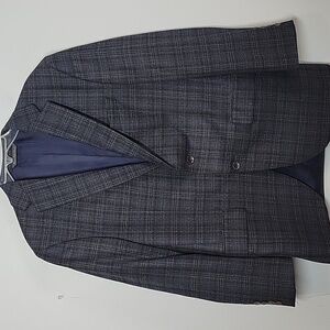 Jack Victor Conway SPJ Gray & blue plaid Super 110's